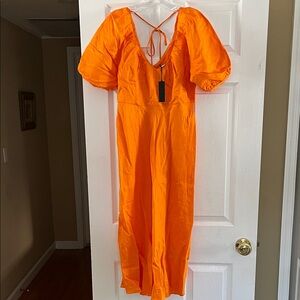 NWT Banana Republic Elegant Orange Linen Blend Dress